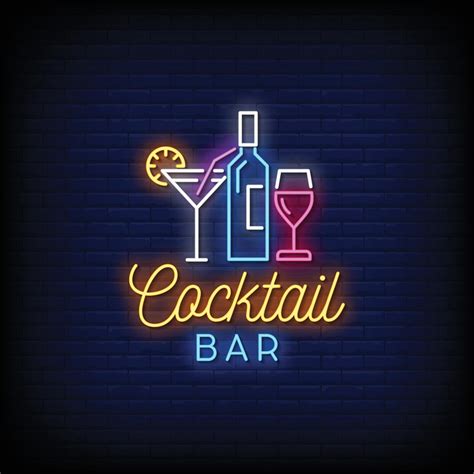 Cocktail Bar Neon Signs Style Text Vector 2185786 Vector Art At Vecteezy