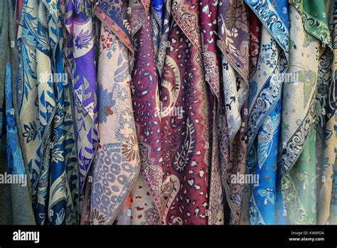 Beautiful Silk Scarves Ready To Wear Stock Photo Alamy