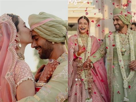 Kriti Kharbanda Kisses Pulkit Samrat Duo Holds Hands In First Pictures From Their Wedding⁩ News18