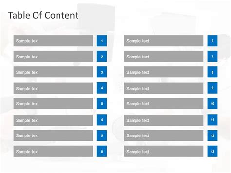 Table Of Contents 13 Steps Table Of Content Templates Slideuplift