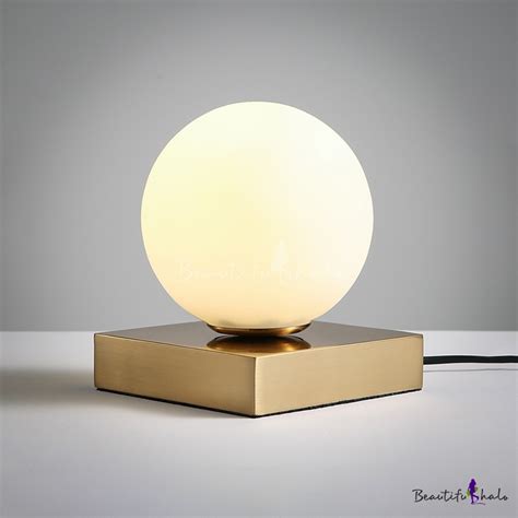 Milky Glass Ball Table Lamp Modern Fashion 1 Head Desk Lamp With