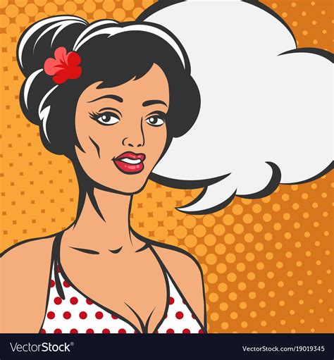 Woman With Speech Bubble In Pinup Style Royalty Free Vector