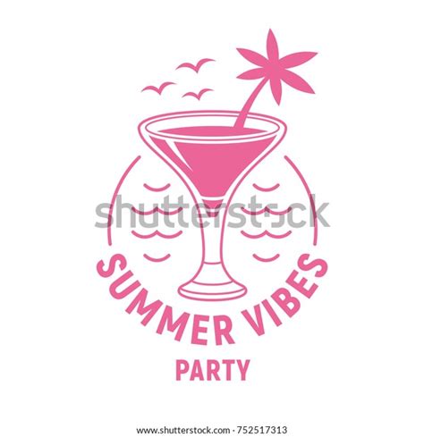 Summer Vibes Party Pink White Background Stock Vector Royalty Free