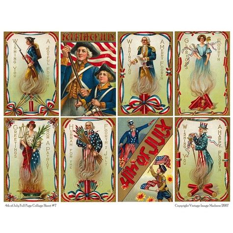 4th Of July Vintage Postcards 7 Downloadable Full Page