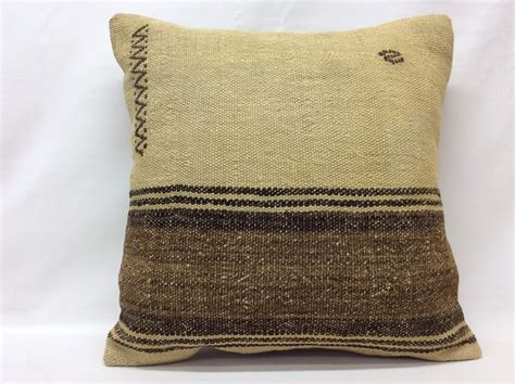 Beige Kilim Pillow Cover 18x18 45x45cmhandmadeundyed Organic Wool Re Make Form Old Kilimhome
