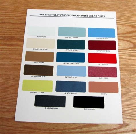 1955 Chevy Paint Chip Chart All Original Colors Usa Made Ebay