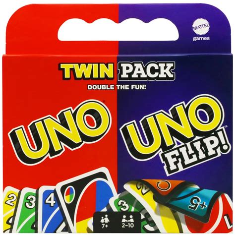 Uno Card Game Flip Twin Pack Set With House Rules For 2 10 Players