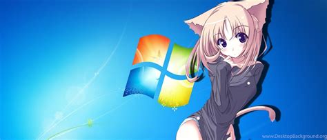 Anime Cat Girl With Windows7 Backgrounds Wallpapers Desktop Background