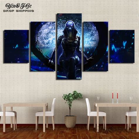 Artwork Canvas Painting Hd Prints Home 5 Pieces Mass Effect Wall Art
