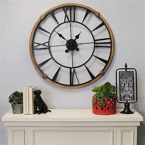 Wood Frame Large Metal Wall Clock Mocome Decor