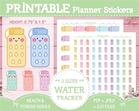 Daily Water Tracker Printable Planner Stickers Instant Etsy Australia