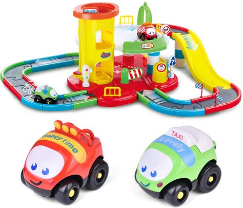 Toy Garage Playset For Toddlers Race Track Elevator Cars Stem