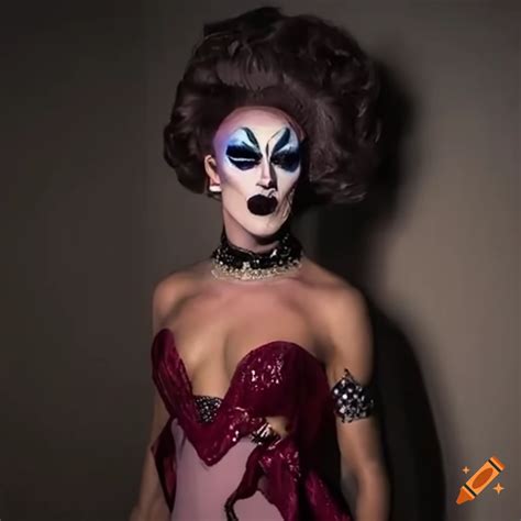 Fierce Drag Queen In A Haunted Themed Runway Costume On Craiyon