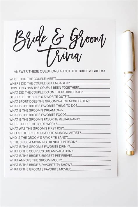 Wedding Game Questions To Ask Bride And Groom Funny Mabelle Kern