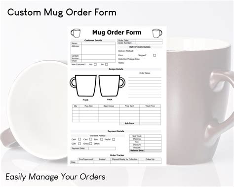 Mug Cup Order Form Template Easy Craft Order Forms Etsy