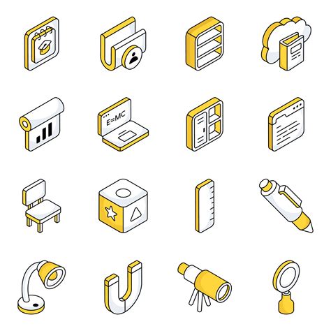 Pack Of Study Flat Isometric Icons Vector Art At Vecteezy