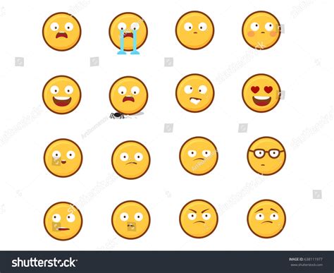 Set Emoticons Set Emoji Smile Icons Stock Vector Royalty Free