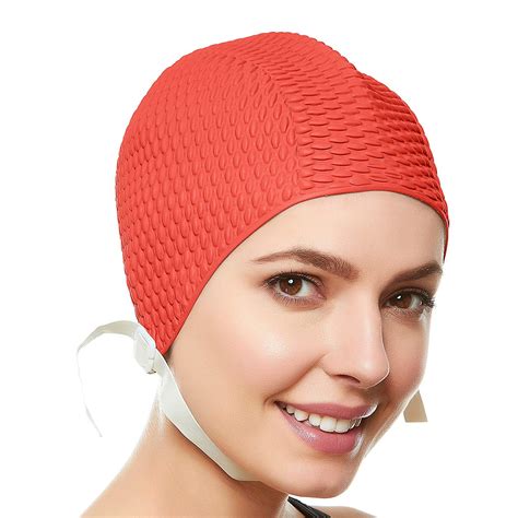 sporting goods swimming equipment swimming caps latex rubber swim hat swimming cap with chin strap