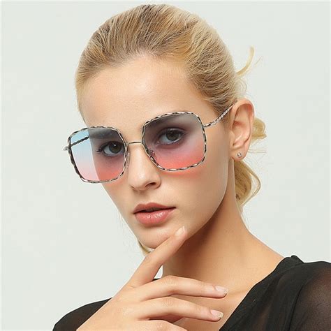 2018 Oversized Square Sunglasses For Women Luxury Brand Designer Metal