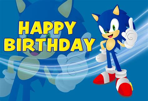 Cartoon Sonic Happy Birthday Backdropsboy Blue Theme Birthday Etsy