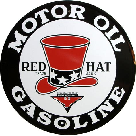 Red Hat Motor Oil Vintage Tin Sign Old Time Signs