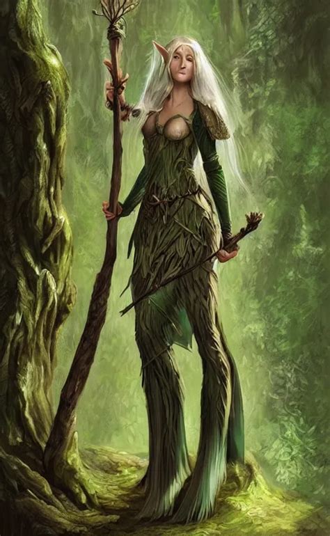 D D Fantasy Female Wood Elf Druid With Green Stable Diffusion