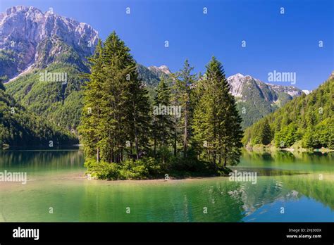 Lake Predil Perdil Lake Or Raibler Lake Lago Del Predil Friuli