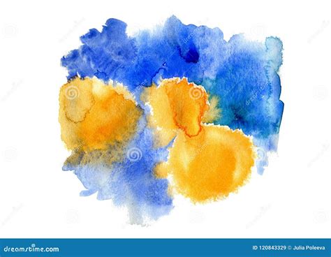 Blue Yellow Watercolor Splash On White Background Stock Illustration