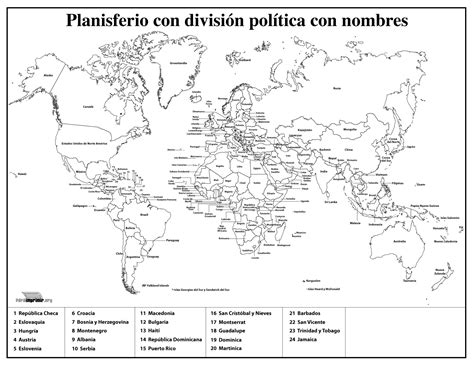 Mapa Mundi Con Division Politica Con Nombres Para Imprimir ParaImprimir Org