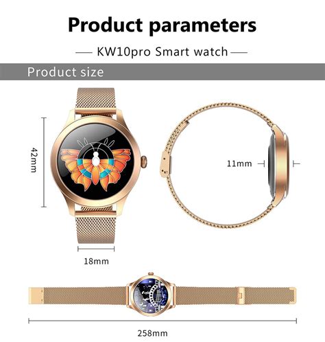 Kw10 Pro Women Smartwatch 109 Inch Multi Language Gold