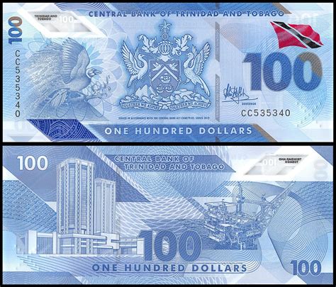 Trinidad And Tobago 100 Dollars Banknote 2019 P New Unc