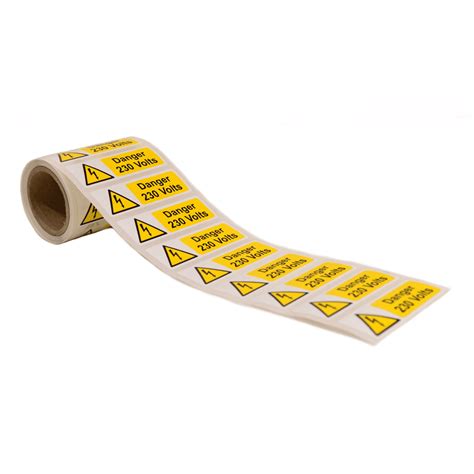 Danger 230 Volts Labels Self Adhesive Vinyl 75mm X 25mm Roll Of