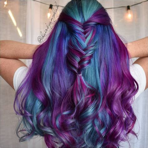 Diagonal Layered Ombre Blue Purple Violet Hair Hair Styles Violet