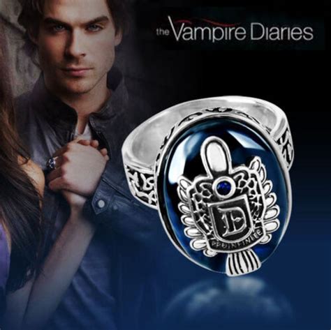 The Vampire Diaries Damon Salvatore Crest Lapis Antique Silver