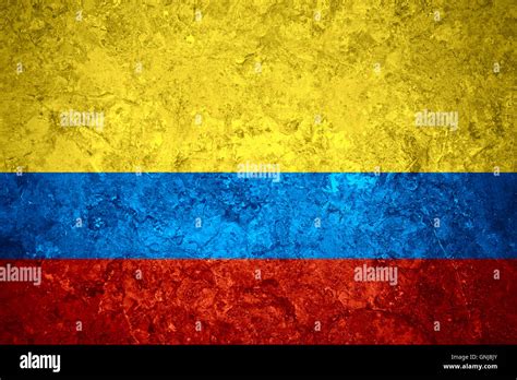 Flag Of Colombia Or Colombian Banner On Vintage Background Stock Photo