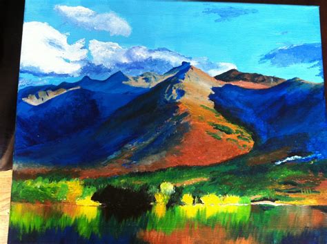 Acrylic mountain painting | Art, Painting