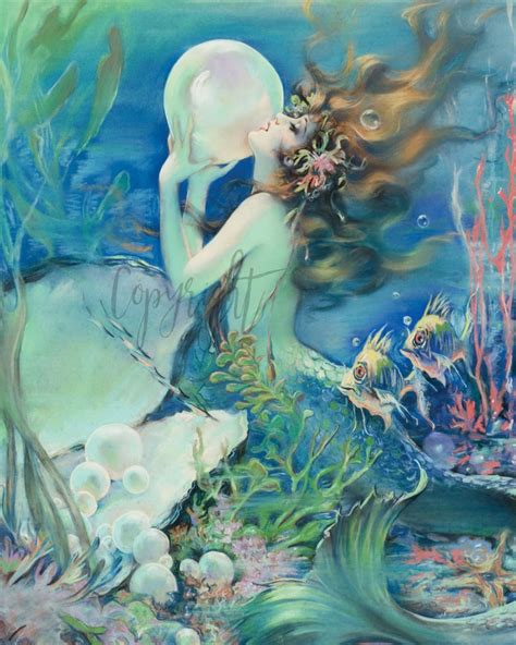 Turquoise Teal Vintage Mermaid Art Print Sultry Art Mermaid Etsy