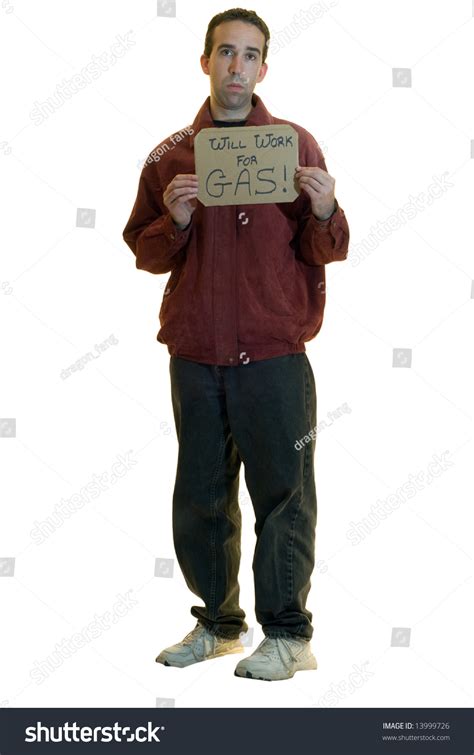 Jobless Man Holding Sign Saying He Stock Photo 13999726 Shutterstock