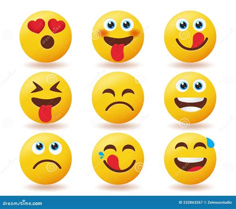 Smileys Emoticon Vector Set Emojis Smiley Icon In Happy Funny And