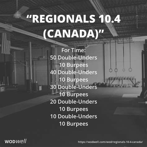 Regionals 104 Canada Wod For Time 50 Double Unders 10 Burpees