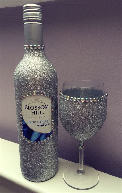 So the story is old. Glitter wine glass with gems and glitter wine bottle. Purchase online at www.facebook.com ...