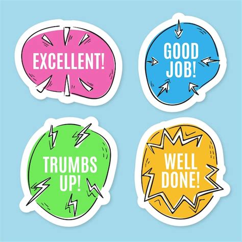 Free Vector Hand Drawn Good Job And Great Job Sticker Pack