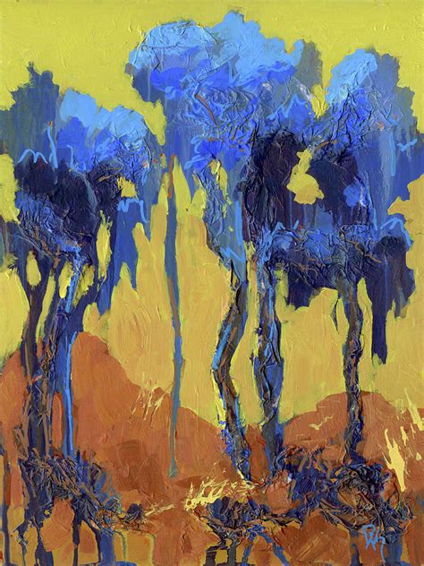 Abstract Trees Tall Blue Trees Painting By David King Studio Fine
