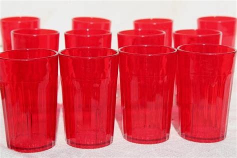 Vintage Silite Red Plastic Unbreakable Drinking Glasses Small 4 Oz Tumblers