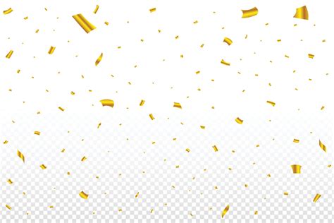 Golden Confetti Falling Isolated On Transparent Background Carnival