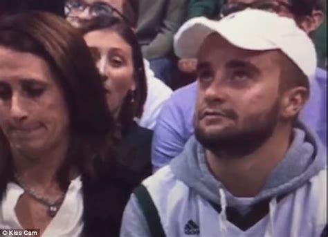 Kiss Cam Lands On A Mother And Son At Wisconsin Game