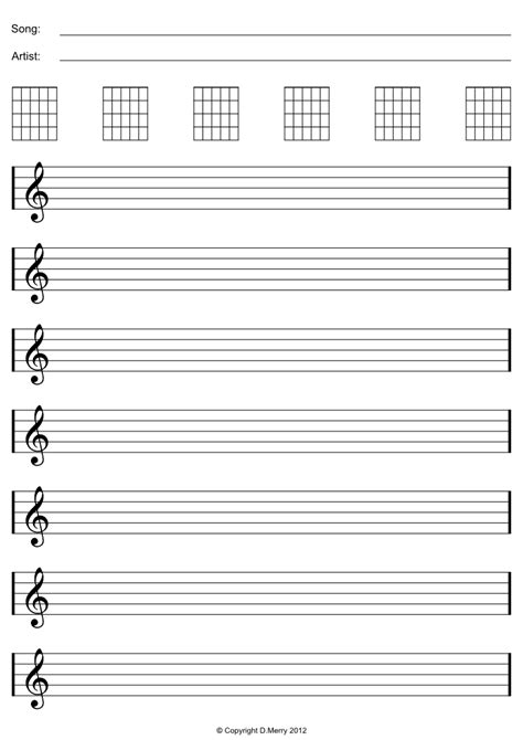 Free Guitar Blank Tab Paper Staff Paper Ready To Print Pdf And Image