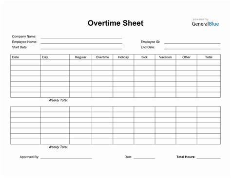 Overtime Sheet In Word Simple