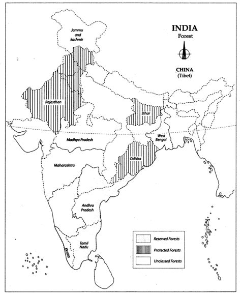 Class 10 Geography Map Work Chapter 2 Forest And Wildlife Resources