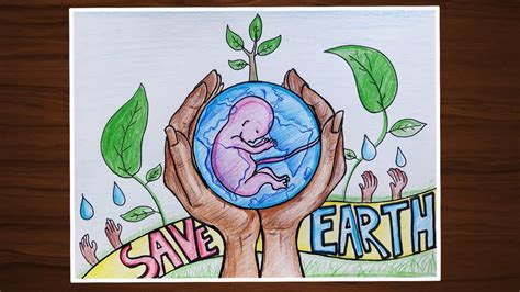 How To Draw Save Earth Save Trees And Save Water Drawing For Drawing